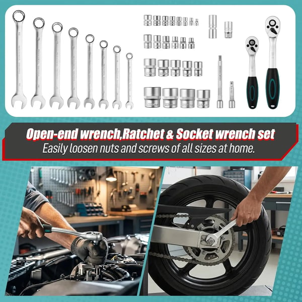 Værktøjssæt, 107 dele, stødabsorberende opbevaringskasse,107Pcs