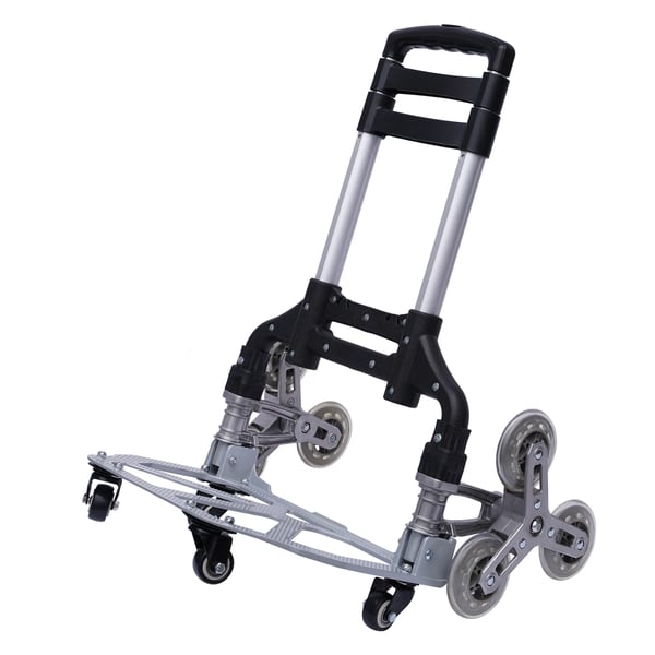 Trappeklatrer, Aluminiumlegering + PP-materiale, Belastningsevne 75kg / 165lbs, Justerbar højde 67cm-106cm, Foldede dimensioner 17cm x 15cm