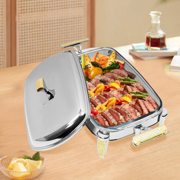 Chafing Dish, 2,2L Kapacitet, Stearinlys Opvarmningsmetode,Sølv