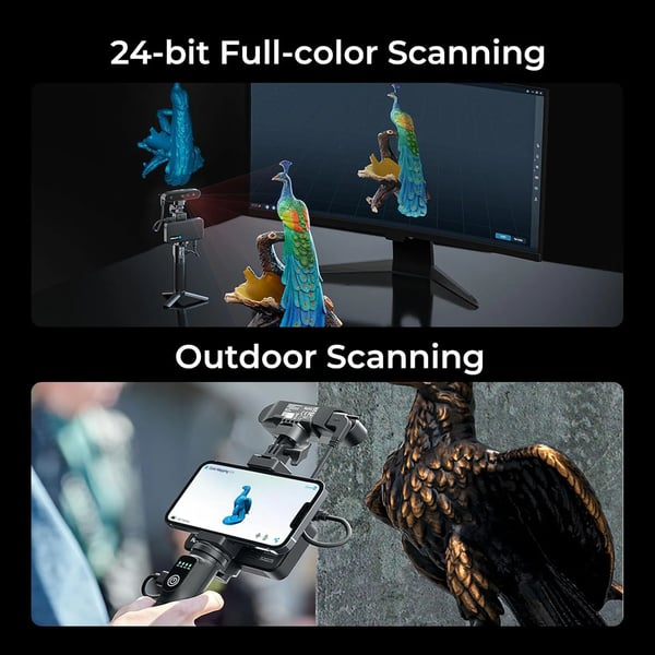3D Scanner, 0,1 mm Nøjagtighed, Håndholdt Scanner med Trådløs Scanning via WiFi 6, Anti-Ryst Tracking