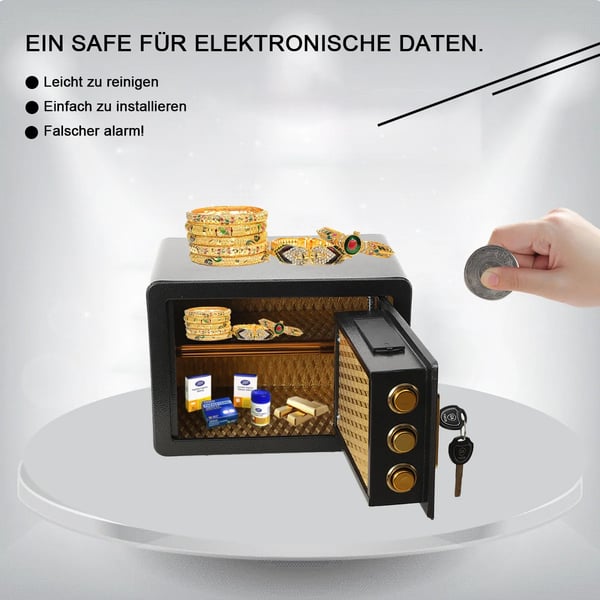 Elektronisk Sikkerhedsboks, Dobbelt Adgangssikkerhed, Alarmfunktion, Aftagelig Hylde