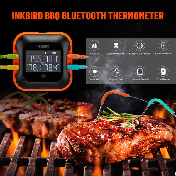 BBQ-termometer, Bluetooth-anslutning, flera sonder,Som bild