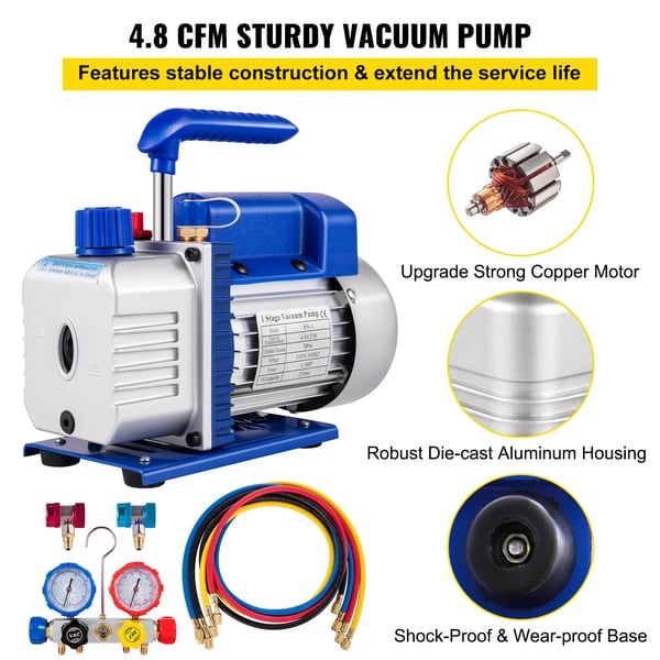 Imupumppu, 4.8 CFM virtausnopeus, kaksoispainemittarit,4.8CFM, EU