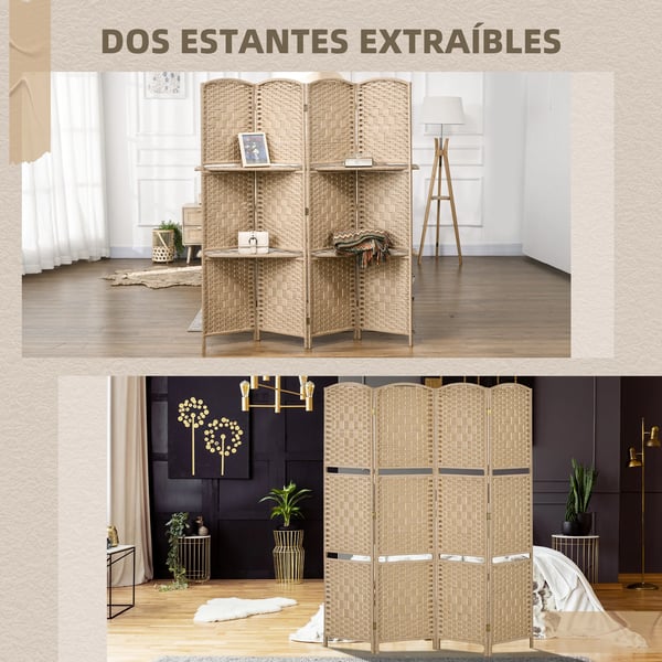 Rumsavdelare, 4-panel design, modern stil,Brun