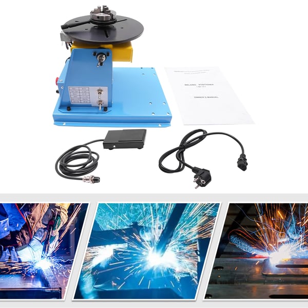 Rotary svejsepositioner, belastning 10kg, belastning 5kg, hastighedskontrol 1-12 RPM, hældningsvinkel 0-90°, effekt 20W