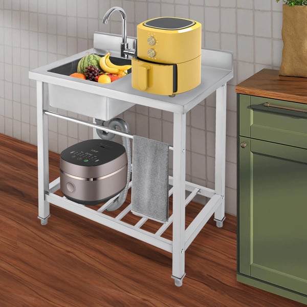 Køkkenvask, Rustfrit Stål, Enkelt Skål Design,Sølv