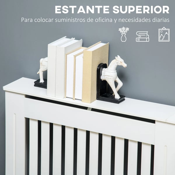 Radiator Dække, MDF Materiale, Dimensioner 172 cm x 19 cm x 81 cm, Lamel Design, Børnesikkerhedsfunktioner, Hyldefunktionalitet