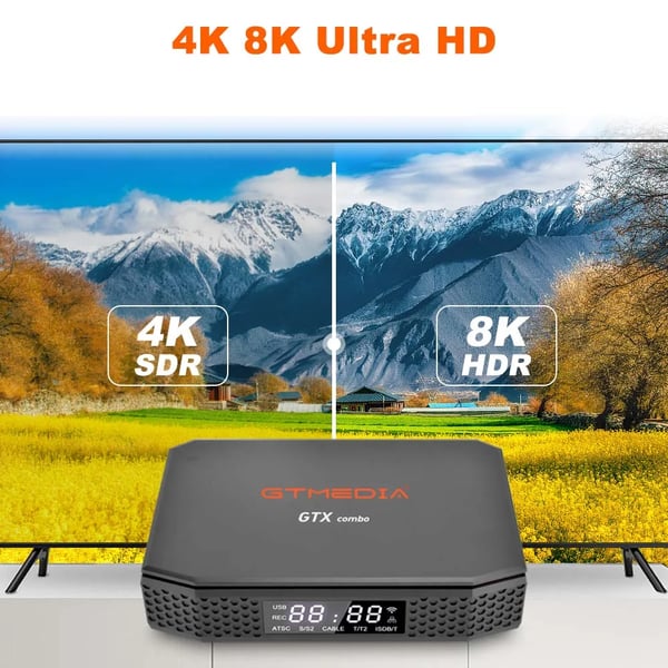 Set Top Box, Android 9.0, 8K-stöd,GTX Combo, EU Plug-a