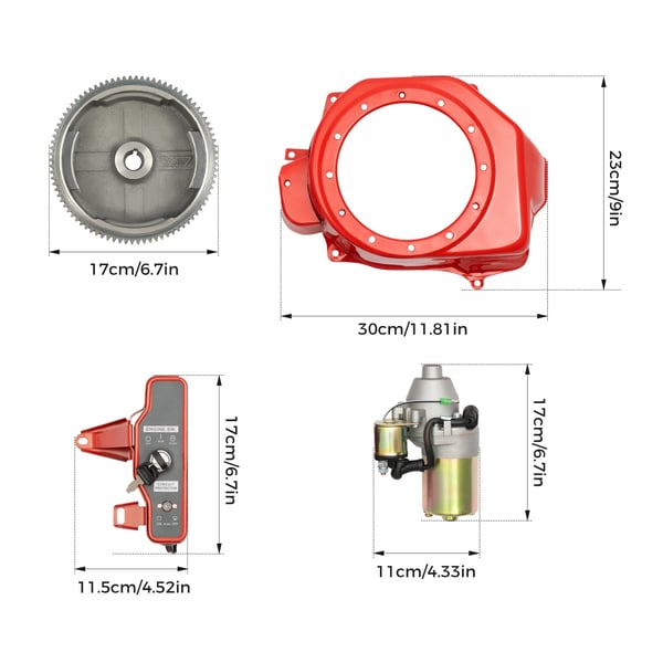 Svinghjul Startermotor Sæt, Højkvalitets Aluminium & Jern, Kompatibel med 5,5HK Motorer, Kompatibel med 6,5HK Motorer, Vægt 2,5 kg, Diameter 28 cm