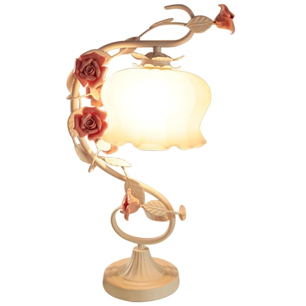Sengebordslampe, Blomsterdesign, Energi Effektiv LED,Hvid