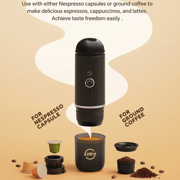 Espresso-kahvinkeitin, kannettava muotoilu, täysin automaattinen,musta