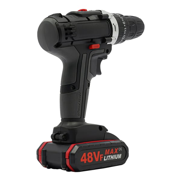 Rotary Hammer Boremaskine, 3-i-1 Funktionalitet, Inkluderer 2 Batterier,Sort