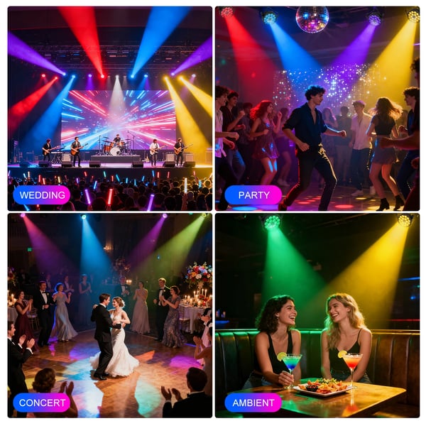 Scene Effekt Lys, 100W, 14 LED, RGBW, DMX512 Kompatibilitet, Spænding 90-240V