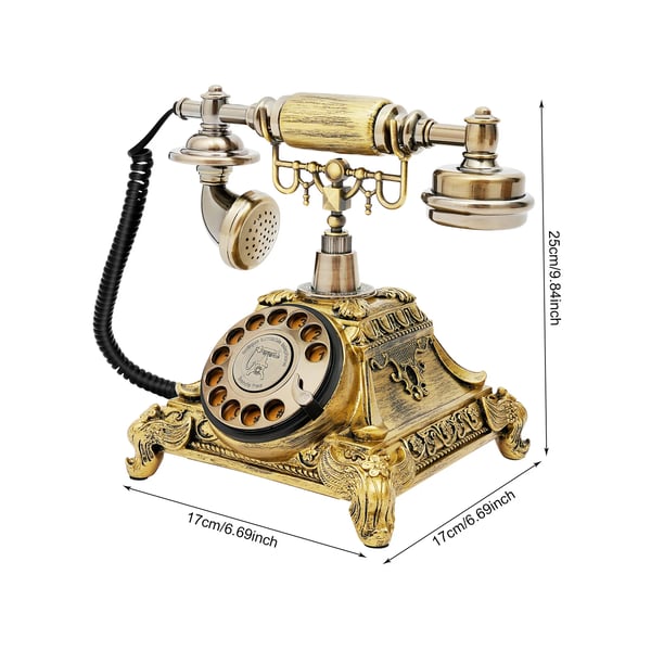 Vintagetelefon, pyörivä numerovalitsin, johdollinen puhelin, koristeellinen yksityiskohta