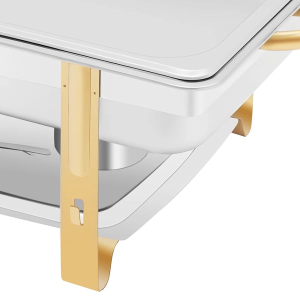 Chafing Dish, 9L kapacitet, rustfrit stål materiale, rektangulær form, samlet størrelse 63*35*32 cm, pladetykkelse 0,5 mm