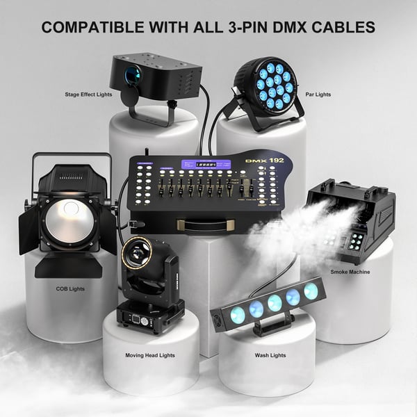 DMX-controller, 192 kanals styring, trådløs betjening,EU stik