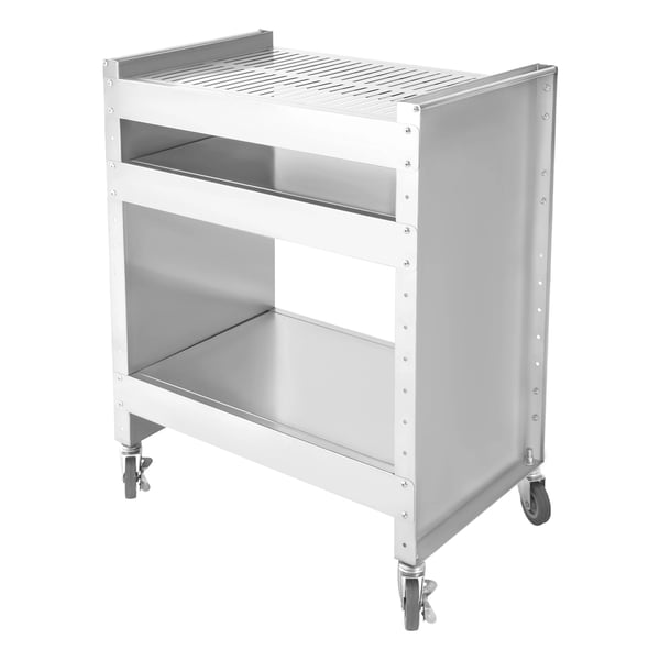 Rustfrit Stål Grillvogn, Justerbare Hylder, 4 Låselige Hjul, Rummelig Design,Sølv