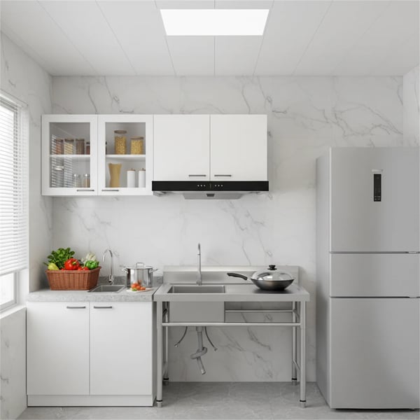 Rustfrit Stål Vask, Moderne Design, 360° Vandhane,Sølv