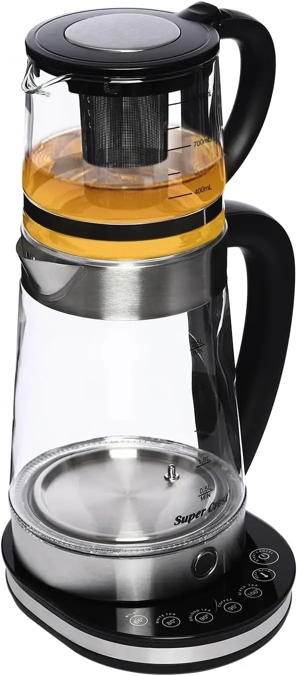 Elektrisk Glaskedel, 2,5L Kapacitet, 1500 W Effekt, Hurtig Opvarmning, Termokande 1L, Kalkfilter