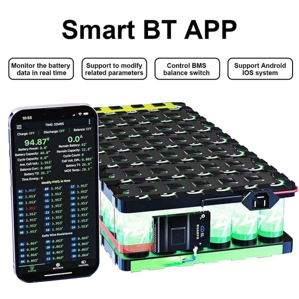 Batteristyringssystem, Aktiv Balancefunktion, Smart Forbindelse,JK-BD6A24S15P