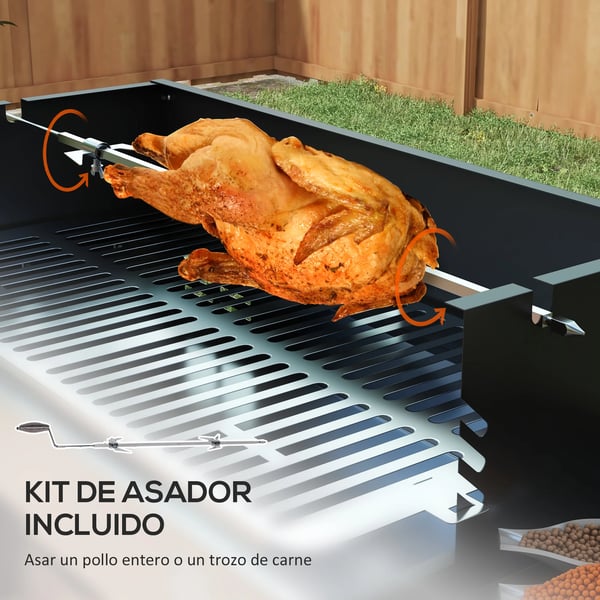 Bärbar Kolgrill, Svängbar Spettfunktion, Robust Design, Svart