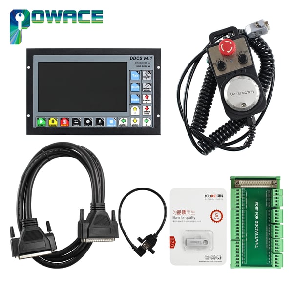 CNC bevægelseskontroller, 4-akse support, 500kHz udgangsfrekvens, 7-tommer TFT display, 18 digitale indgange, 3 digitale udgange