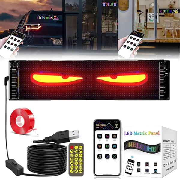 LED Skærm, Fleksibel Installation, Brugervenlig Betjening,2PCS 34.8cm x 10.2cm