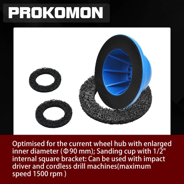 Hjulnavsbørste, 150 mm Diameter, Kompatibel med Trådløs Boremaskine, Kompatibel med Luftboremaskine, Maksimum 1500 RPM, Rengør på Under 30 Sekunder