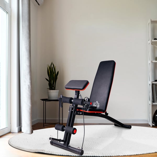 Vægtbænk, Justerbar Rygstøtte, Sammenklappeligt Design,Sort