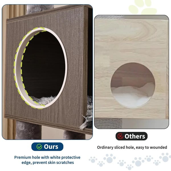 Kattetårn, Multi-Niveau Design, Kattebakke Indhegning,grå