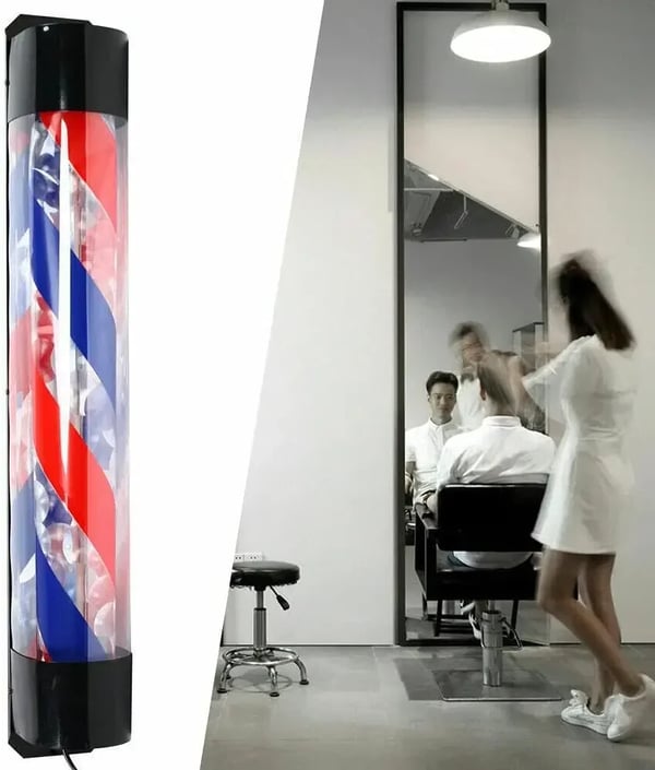 Barber Pole Lys, LED, Dimensioner 90 x 13 cm, Væghængt, Blå og Rød, Én Enhed