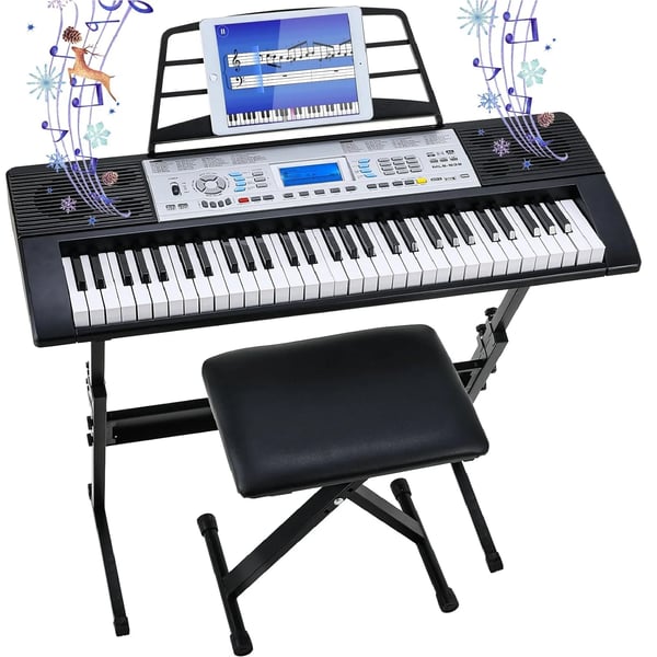 Digitalt Keyboard Piano, 61 Tangenter, 500 Ljud, 3-Nivåers Undervisningsläge, Dubbla Högtalarsystem, 7.6 kg Vikt