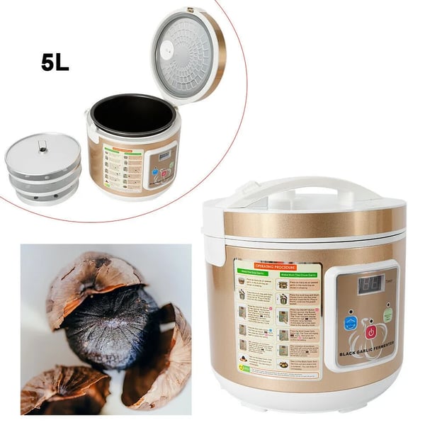 Sort Hvidløg Fermentator, 5L Kapacitet, 90W Effekt,Guld
