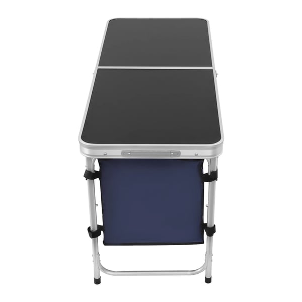 Foldbart Campingbord, Justerbar Højde, Letvægtsdesign,Sort Blå Sølv
