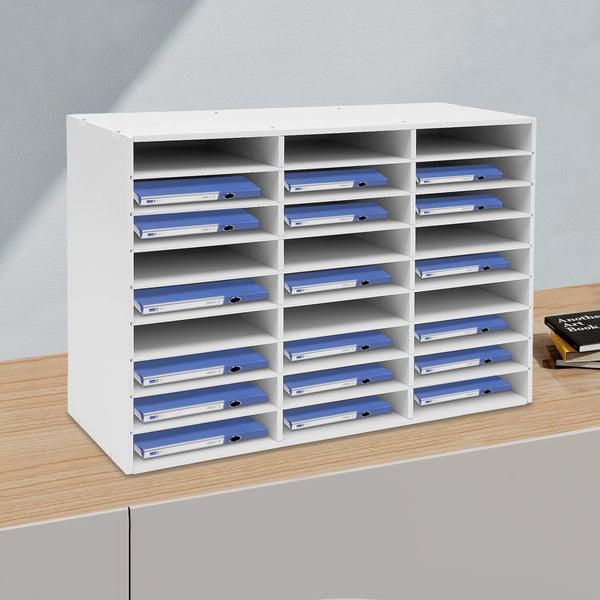 Desktop Litteraturorganisator, Stor Opbevaringskapacitet, Holdbar PVC-konstruktion,HVID