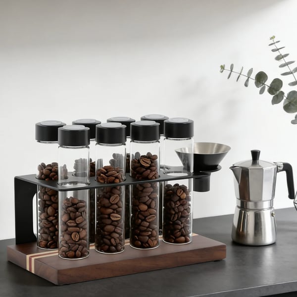 Opbevaring af kaffebønner, tætsluttende rør, kompakt organizer,sort