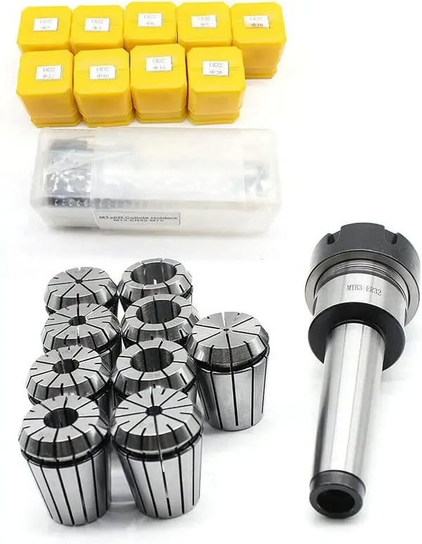 ER32 CNC Klemmenæb Chuck, MT3 Aksestype, M12 Trækstangsgang, Længde 40 mm, Diameter 33 mm, Indvendige Diameter Muligheder 2/4/6/8/10/12/16/18/20 mm