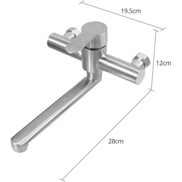 Kökskran, Väggmonterad, 360° Svängbar,Silver