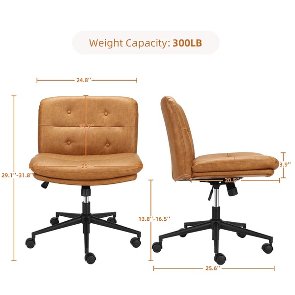 Kontorsstol, Ergonomisk Design, Tysta Hjul,Brun
