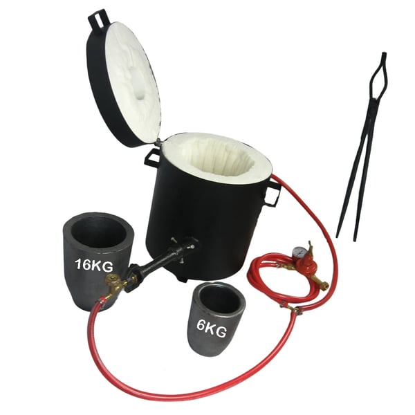 Metal Smelteovn Med 2 Smelter, til Smykkefremstilling, 16KG kapacitet, Egnet til Kobber og Messing, to brænder system, maks. temperatur 1300C