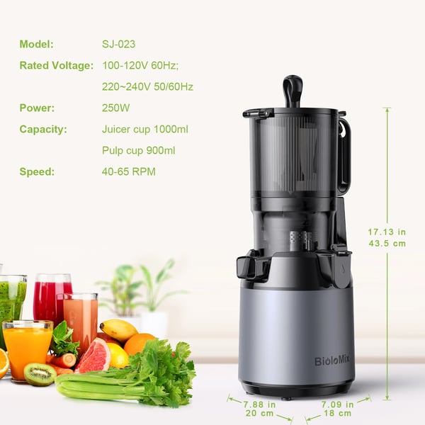 Mastikator Juicer, 130mm Indføringsrør, Høj Saftudbytte,SJ-023, 220-240V, EU