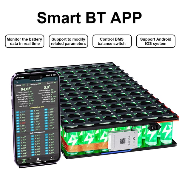 Batteristyringssystem, BT/RS485, 8S-24S, Aktiv Balance 0,4A,JK-BD4A24S4P