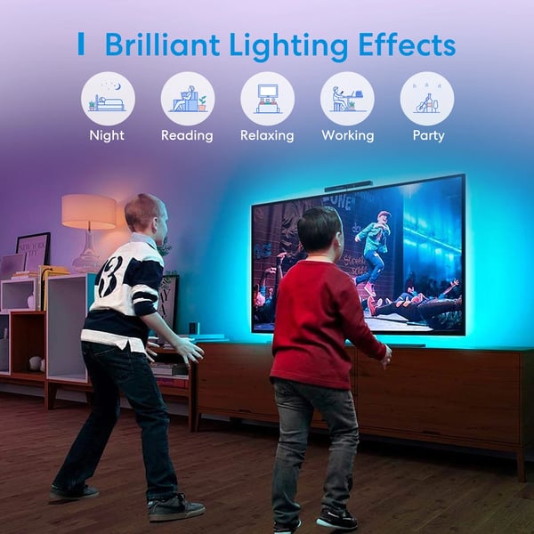 Smart Strip Lys, WiFi Kontrol, Justerbare Farver,5m, RGB-EU adapter, 18W