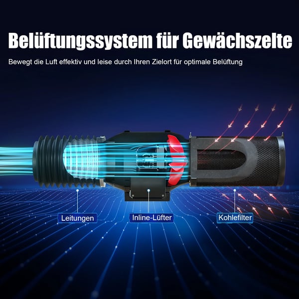 Luftkanal Booster Blæser, Justerbar Hastighed, Stille Drift,sort