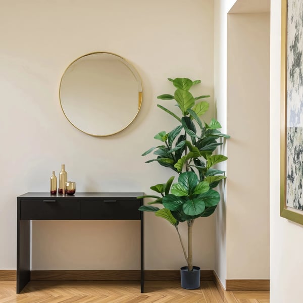 Fiddle Leaf Fig Träd, Elegant Heminredning, Låg Underhållsdesign,5FT-150 cm