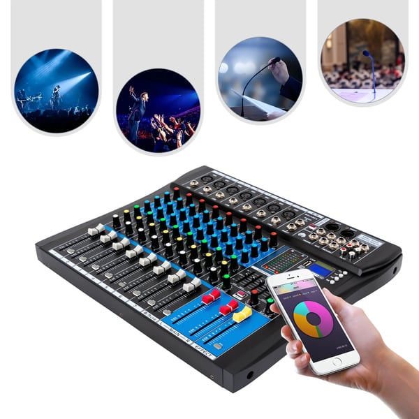 Ljudmixer, 8-kanal, Bluetooth-anslutning,svart