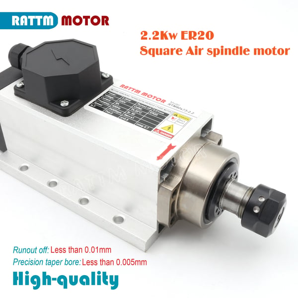 CNC Spindelmotor, 2,2 kW effekt, 24000 omdr./min hastighed, luftkølet design