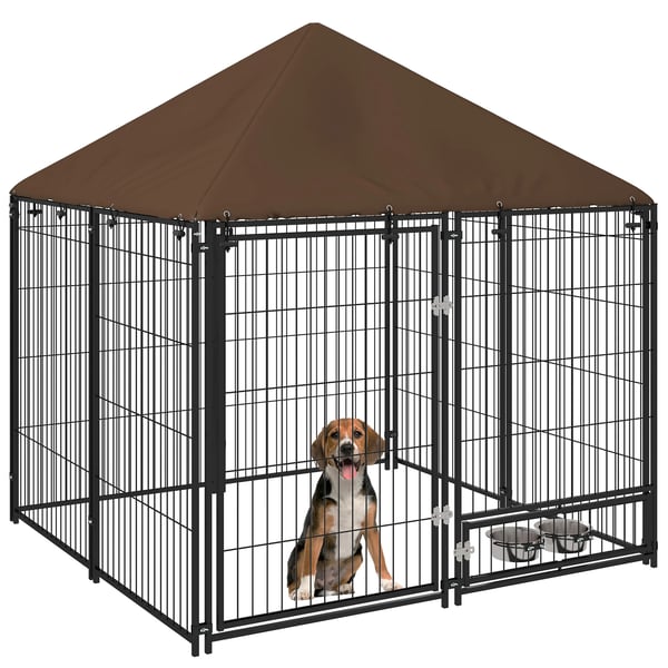 Hundhage, Utomhusskydd, Slitstark design, 141X141X151 cm, Kaffe