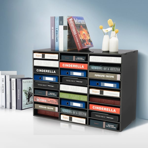 Litteraturorganisator, 27 rum, 31,5*12*21,69 tommer, Belastningskapacitet 50 kg, Fremstillet af PVC, Moderne stil