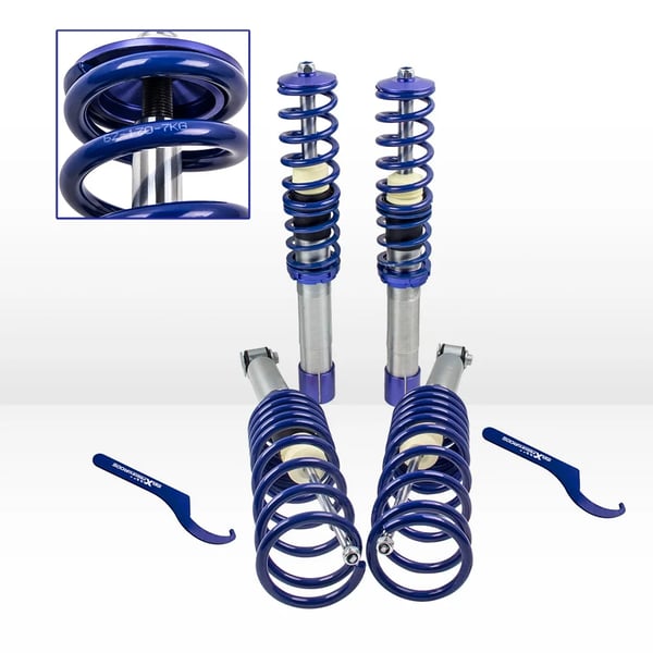 Coilover affjedringskit, Justerbar højde 35mm-75mm, Foran fjederhastighed 6 kg/mm, Bag fjederhastighed 2.5 kg/mm